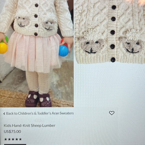 Blarney Woolen Mills Made in Ireland Hand knit Sweater Kid's Baby Size Medium - Picture 2 of 10